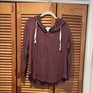 Market & Spruce Purple Hooded Sweatshirt with White Drawstrings